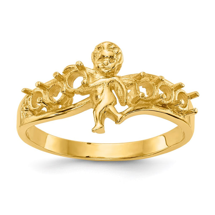 14k Polished 6-Stone Mothers Ring with Angel on Band Mounting (XMR18/6)