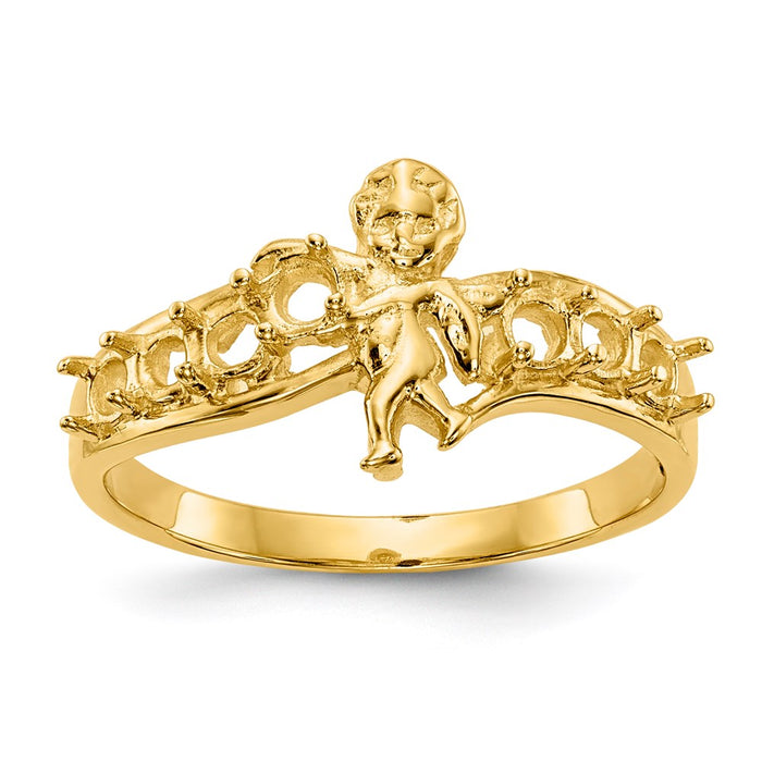 14k Polished 7-Stone Mothers Ring with Angel on Band Mounting (XMR18/7)