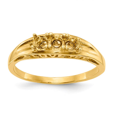 14k Polished 3-Stone Mothers Ring Mounting (XMR22/3-7)