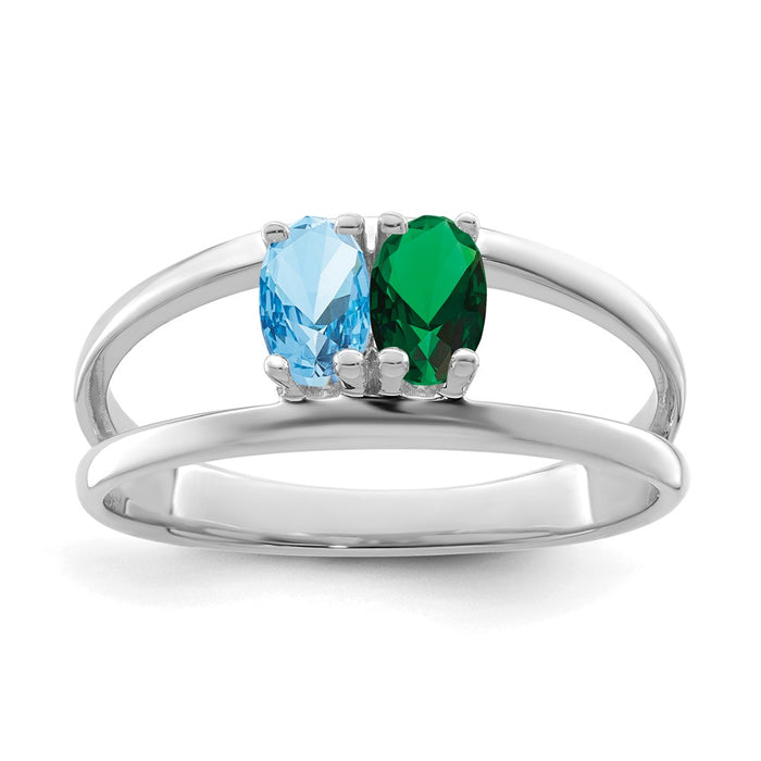 14k White Gold Polished 2-Stone Mothers Ring Mounting (XMR2/2W-7)