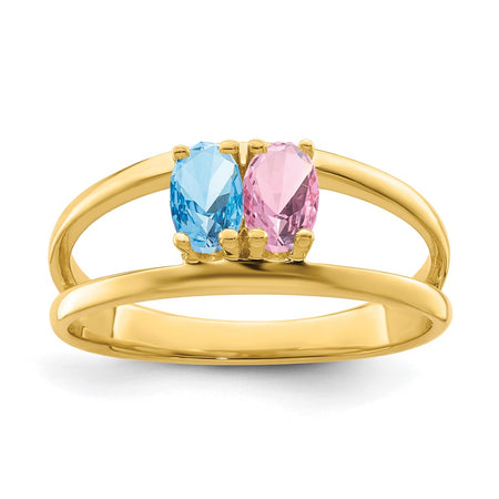 14k Polished 2-Stone Mothers Ring Mounting (XMR2/2-7)