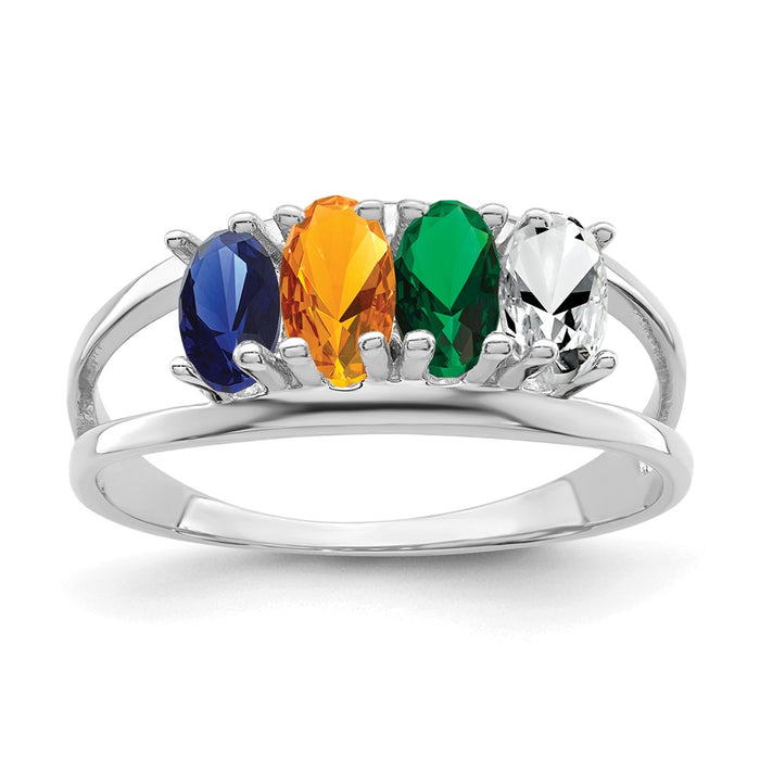 14k White Gold Polished 4-Stone Mothers Ring Mounting (XMR2/4W-7)