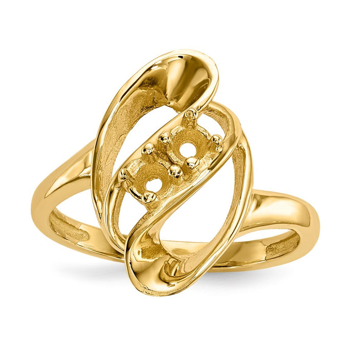 14k Polished 2-Stone Mothers Ring Mounting (XMR3/2-7)