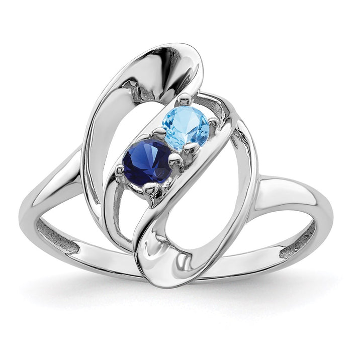 14k White Gold Polished 2-Stone Mothers Ring Mounting (XMR3/2W-7)