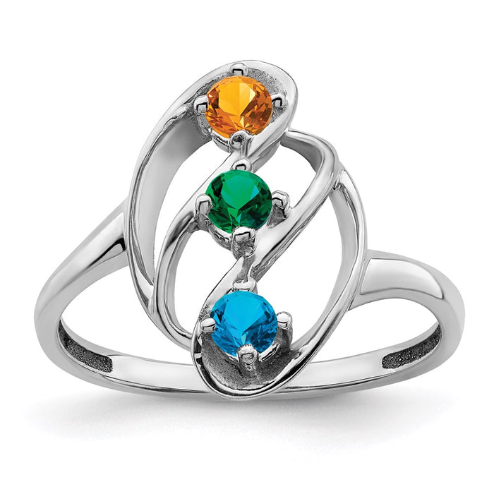 14k White Gold Polished 3-Stone Mothers Ring Mounting (XMR3/3W-7)