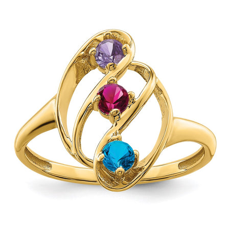 14k Polished 3-Stone Mothers Ring Mounting (XMR3/3-7)