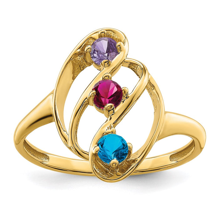 14k Polished 3-Stone Mothers Ring Mounting (XMR3/3-7)