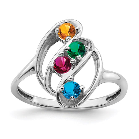 10k White Gold Polished 4-Stone Mothers Ring Mounting (10XMR3/4W-7)
