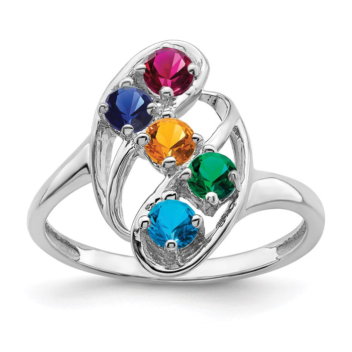 14k White Gold Polished 5-Stone Mothers Ring Mounting (XMR3/5W-7)