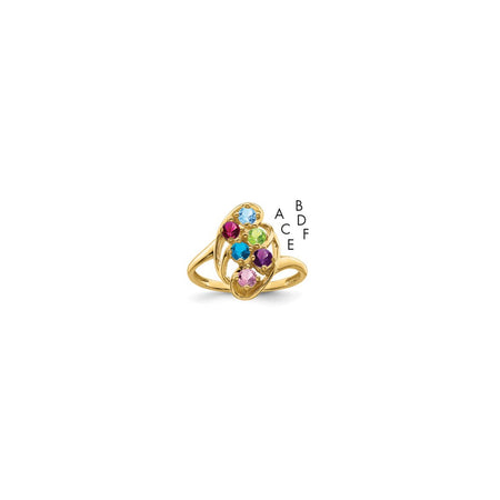 10ky Polished 6-Stone Mothers Ring Mounting (10XMR3/6-7)