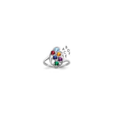 Sterling Silver Rhodium-plated Family Jewelry Mounting (XMR3/6SSM-8)