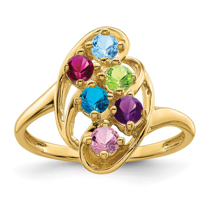 14k Polished 6-Stone Mothers Ring Mounting (XMR3/6-7)