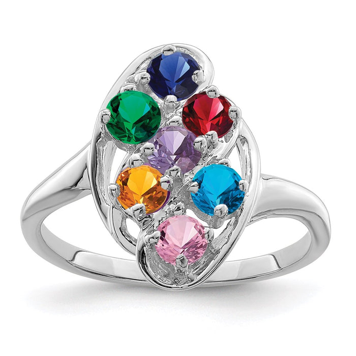 14k White Gold Polished 7-Stone Mothers Ring Mounting (XMR3/7W-7)