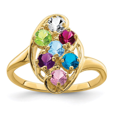 14k Polished 7-Stone Mothers Ring Mounting (XMR3/7-7)