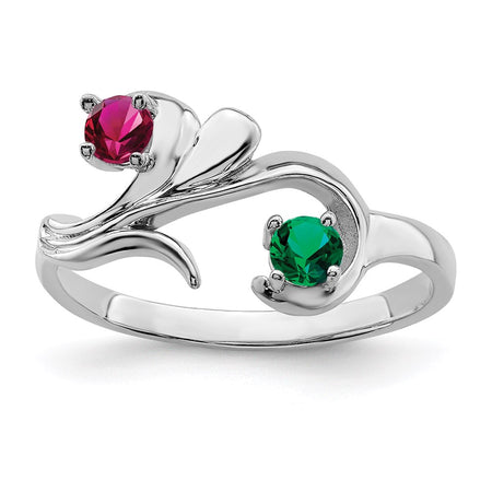 14k White Gold Polished 2-Stone Mothers Ring Mounting (XMR4/2W-7)