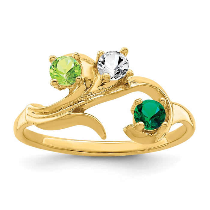14k Polished 3-Stone Mothers Ring Mounting (XMR4/3-7)