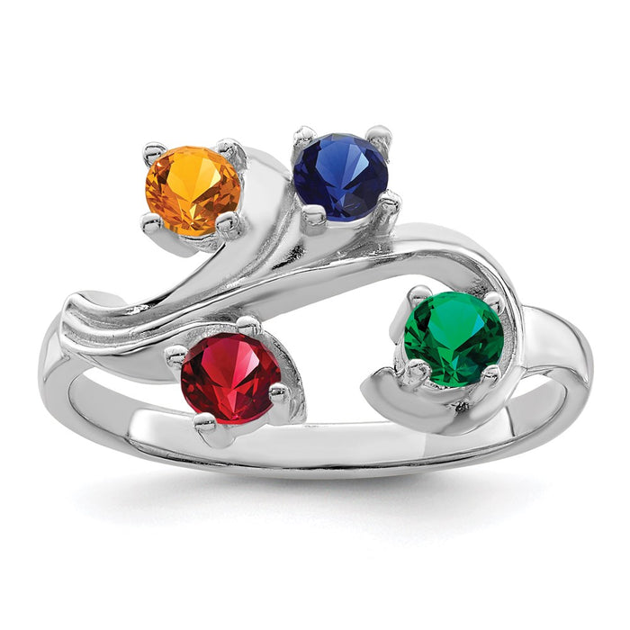 14k White Gold Polished 4-Stone Mothers Ring Mounting (XMR4/4W-7)