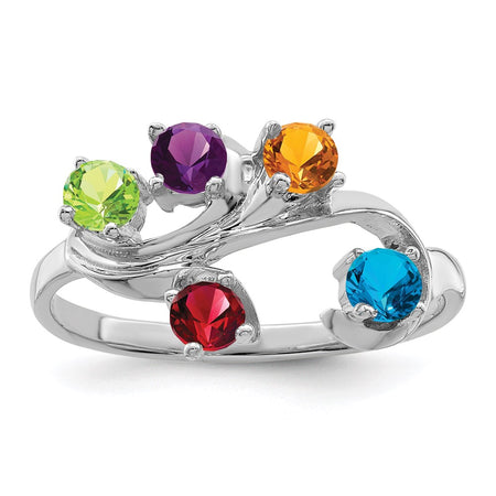 14k White Gold Polished 5-Stone Mothers Ring Mounting (XMR4/5W-7)