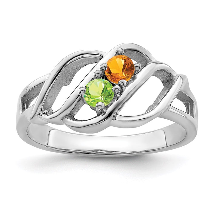 14k White Gold Polished 2-Stone Mothers Ring Mounting (XMR5/2W-7)