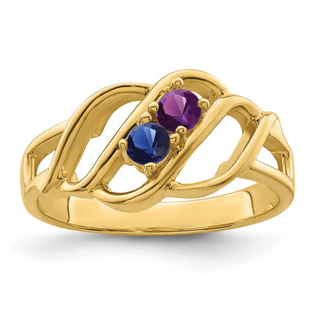 14k Polished 2-Stone Mothers Ring Mounting (XMR5/2-7)
