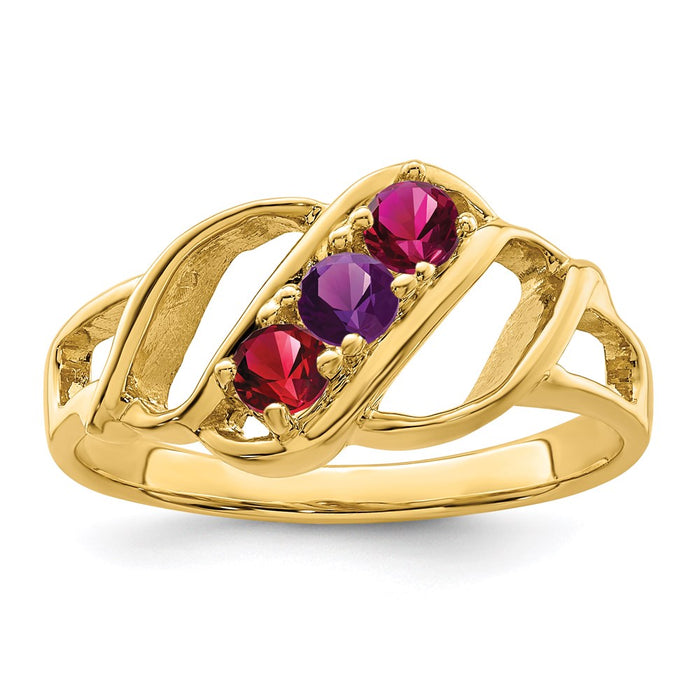 14k Polished 3-Stone Mothers Ring Mounting (XMR5/3-7)