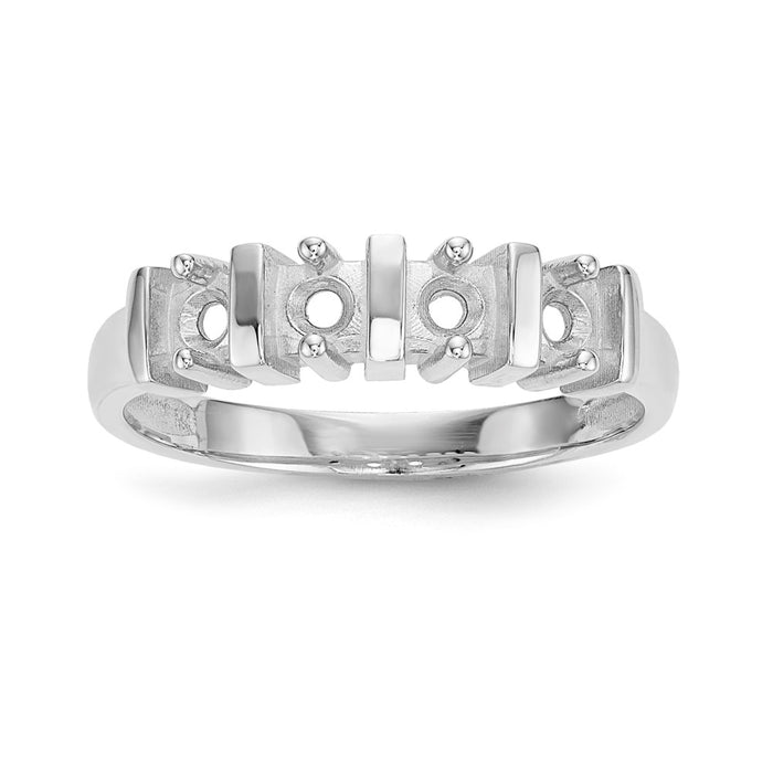 14k White Gold Polished 4-Stone Mothers Ring Mounting (XMR6/4W-7)