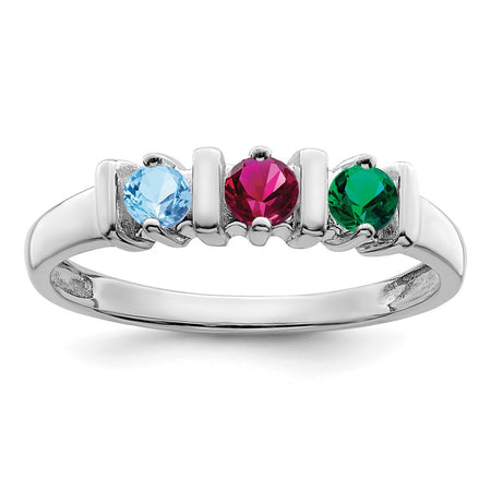 14k White Gold Polished 3-Stone Mothers Ring Mounting (XMR6/3W-7)