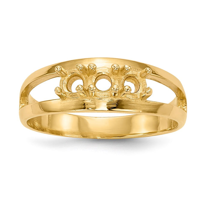 14k Polished 3-Stone Mothers Ring Mounting (XMR7/3-7)