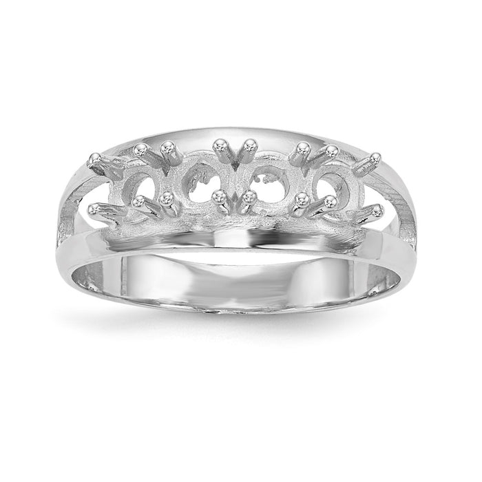14k White Gold Polished 4-Stone Mothers Ring Mounting (XMR7/4W-7)