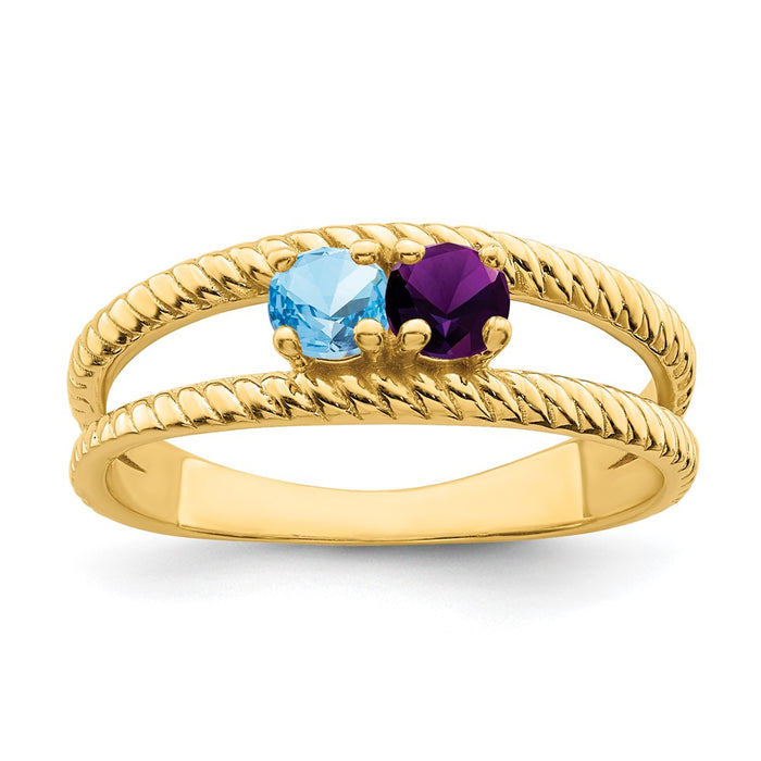14k Polished 2-Stone Mothers Ring Mounting (XMR8/2-7)