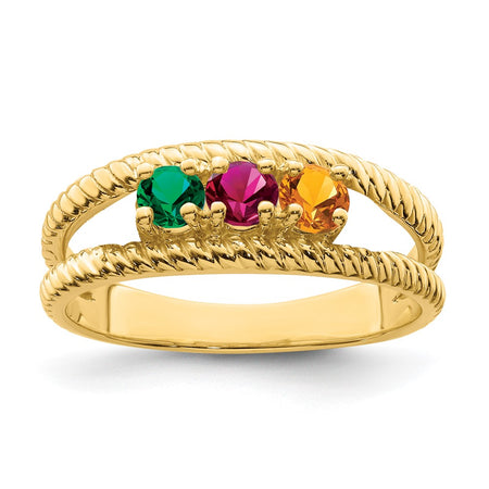 14k Polished 3-Stone Mothers Ring Mounting (XMR8/3-7)