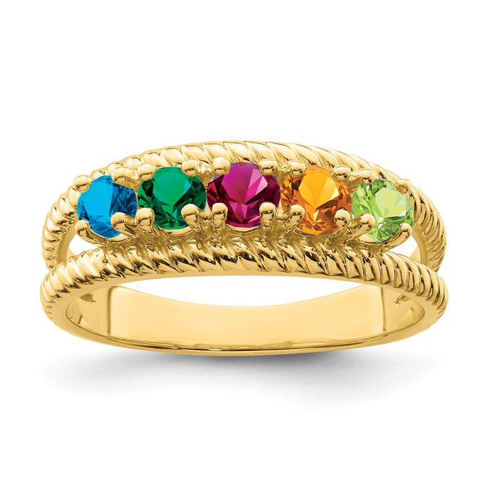 14k Polished 5-Stone Mothers Ring Mounting (XMR8/5-7)