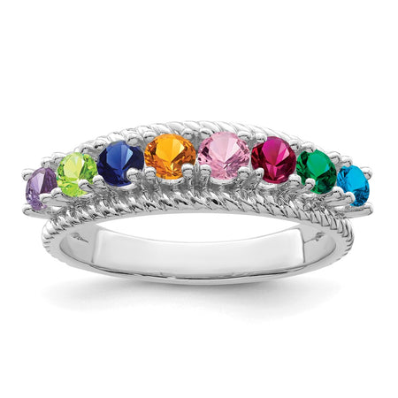 14k White Gold Polished 8-Stone Mothers Ring Mounting (XMR8/8W-7)