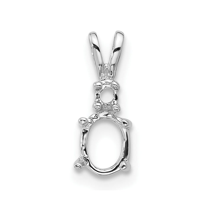 14k White Gold Diamond and 6x4mm Oval Pendant Mounting (XP1003)