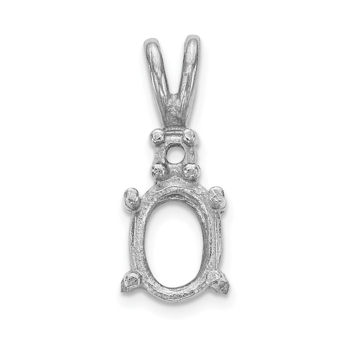 14k White Gold Diamond and 7x5mm Oval Stone Pendant Mounting (XP1005)