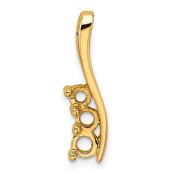 14k Holds 3.6/3.1/2.9mm Three-Stone Curved Bar Chain Slide Mounting (XP1446)
