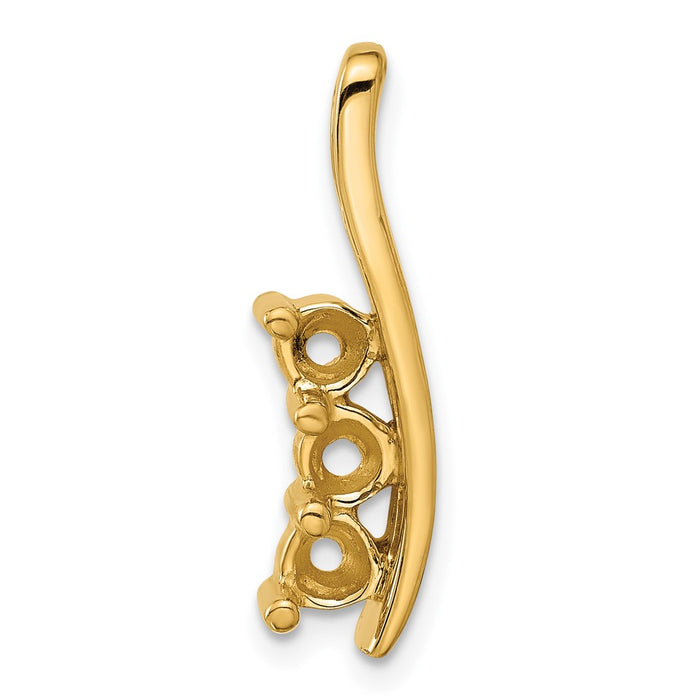14k Holds 3-4.3mm Three-Stone Curved Bar Chain Slide Mounting (XP1448)