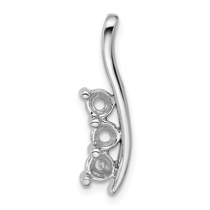 14k White Gold Holds 3-4.3mm Three-Stone Curved Bar Chain Slide Mounting (XP1449)