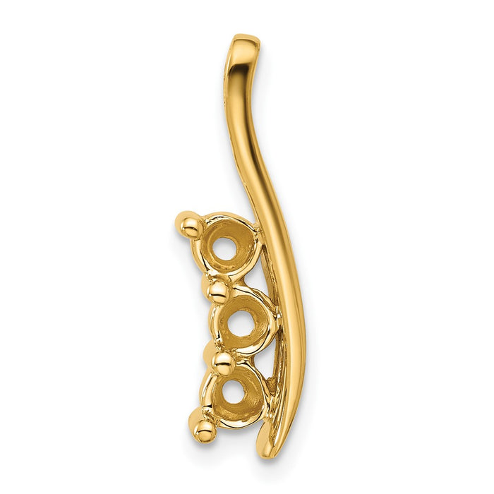 14k Holds 3-5.0mm Three-Stone Curved Bar Chain Slide Mounting (XP1450)