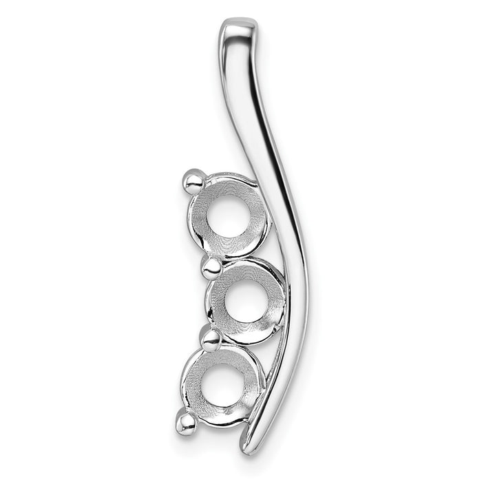 14k White Gold Holds 3-5.0mm Three-Stone Curved Bar Chain Slide Mounting (XP1451)