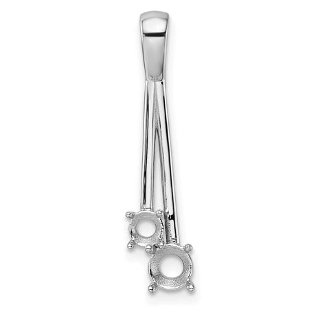 14k White Gold Holds 4.4mm/3.4mm Two-stone Pendant Mounting (XP1567)