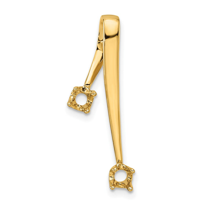 14k Holds 2-3.0mm Two-stone Chain Slide Mounting (XP34)