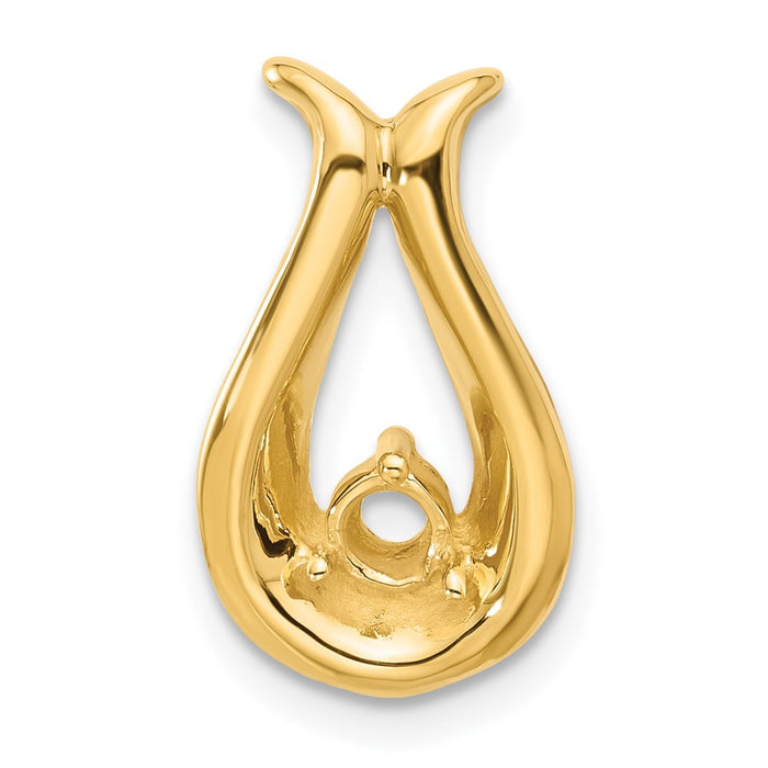 14k Holds 3.4mm Stone Teardrop-Shape Chain Slide Mounting (XP669)