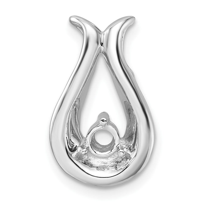 14k White Gold Holds 3.4mm Stone Teardrop-Shape Chain Slide Mounting (XP677)