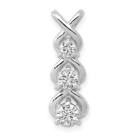 14k White Gold Holds 4.0/3.5/3.1mm Three-stone Criss-Cross Chain Slide Mounting (XP683)