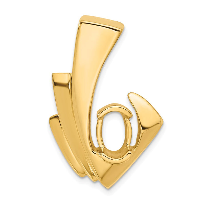 14k Holds 9x7mm Oval Stone Slide Mounting Fits up to 6mm Regular/8mm Fancy or Reversible Omega (XS163)