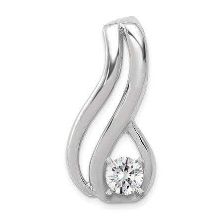 14k White Gold Peg-Set Diamond Fancy Slide Mounting Fits up to 6mm Regular/8mm Fancy or Reversible Omega (XSW409)