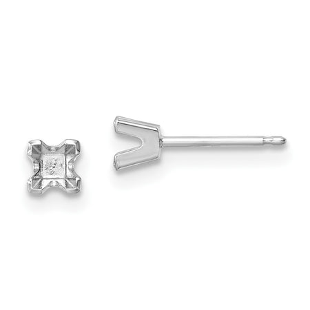 14k White Gold 3mm Princess Cut Stud Earring Mountings (XWAP2)