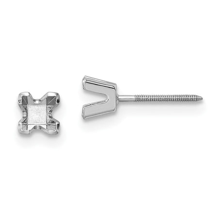 14k White Gold 3.5mm Princess Cut Stud Earring Mountings (XWAP4)
