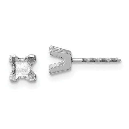 14k White Gold 3.75mm Princess Cut Stud Earring Mountings (XWAP5)